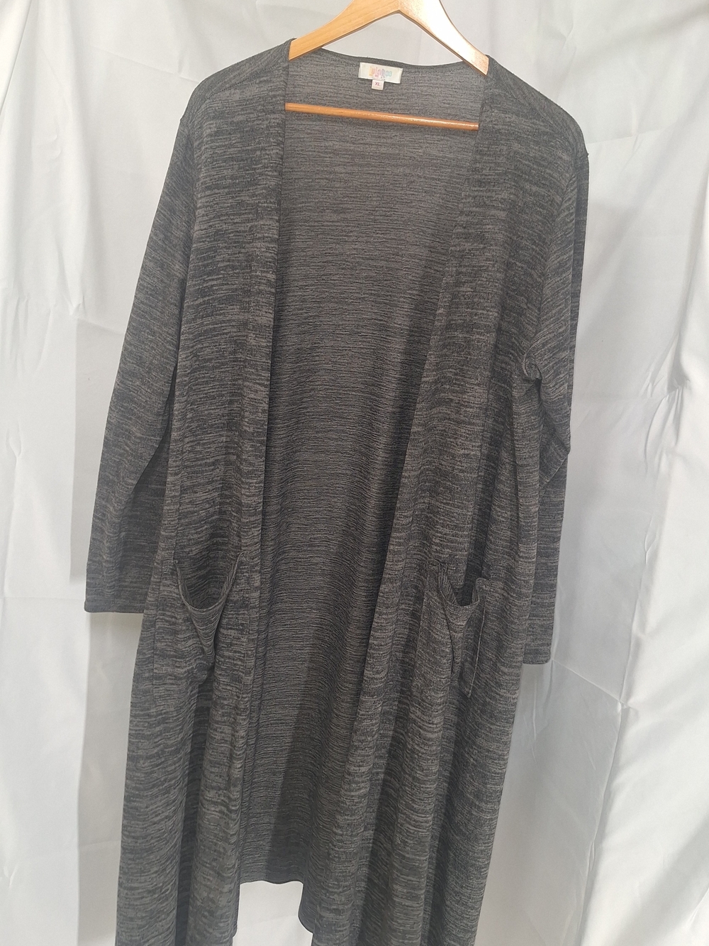 LuLaRoe Long Open-Front Cardigan in Dark Heather Gray